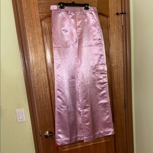 Staud Elegant Pink Satin Cargo Pants size 2